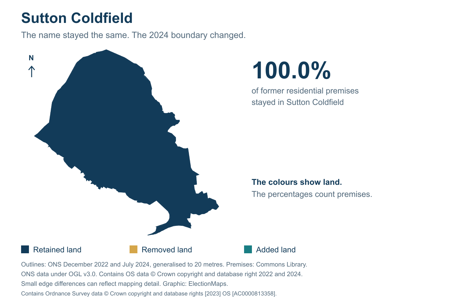 Sutton Coldfield: 2019 and 2024 constituency boundary comparison with Sutton Coldfield