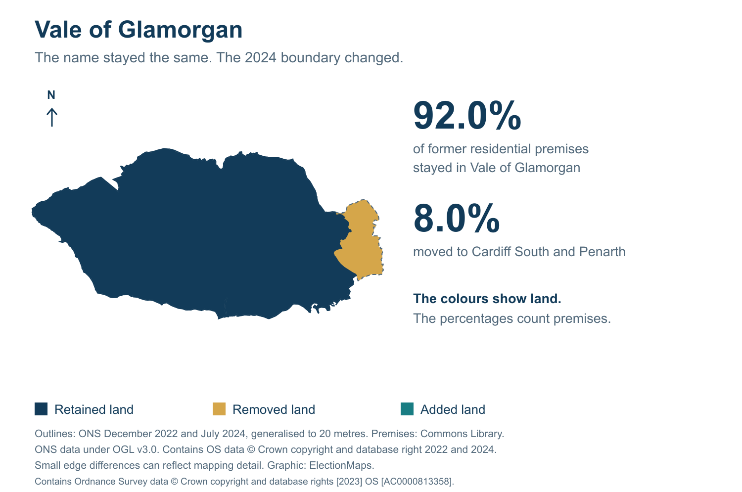 Vale of Glamorgan: 2019 and 2024 constituency boundary comparison with Vale of Glamorgan