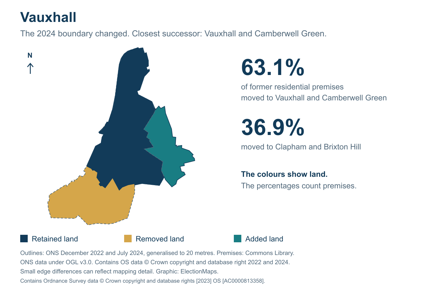 Vauxhall: 2019 and 2024 constituency boundary comparison with Vauxhall and Camberwell Green