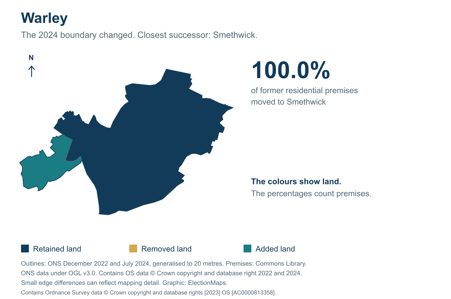 Warley: 2019 and 2024 constituency boundary comparison with Smethwick