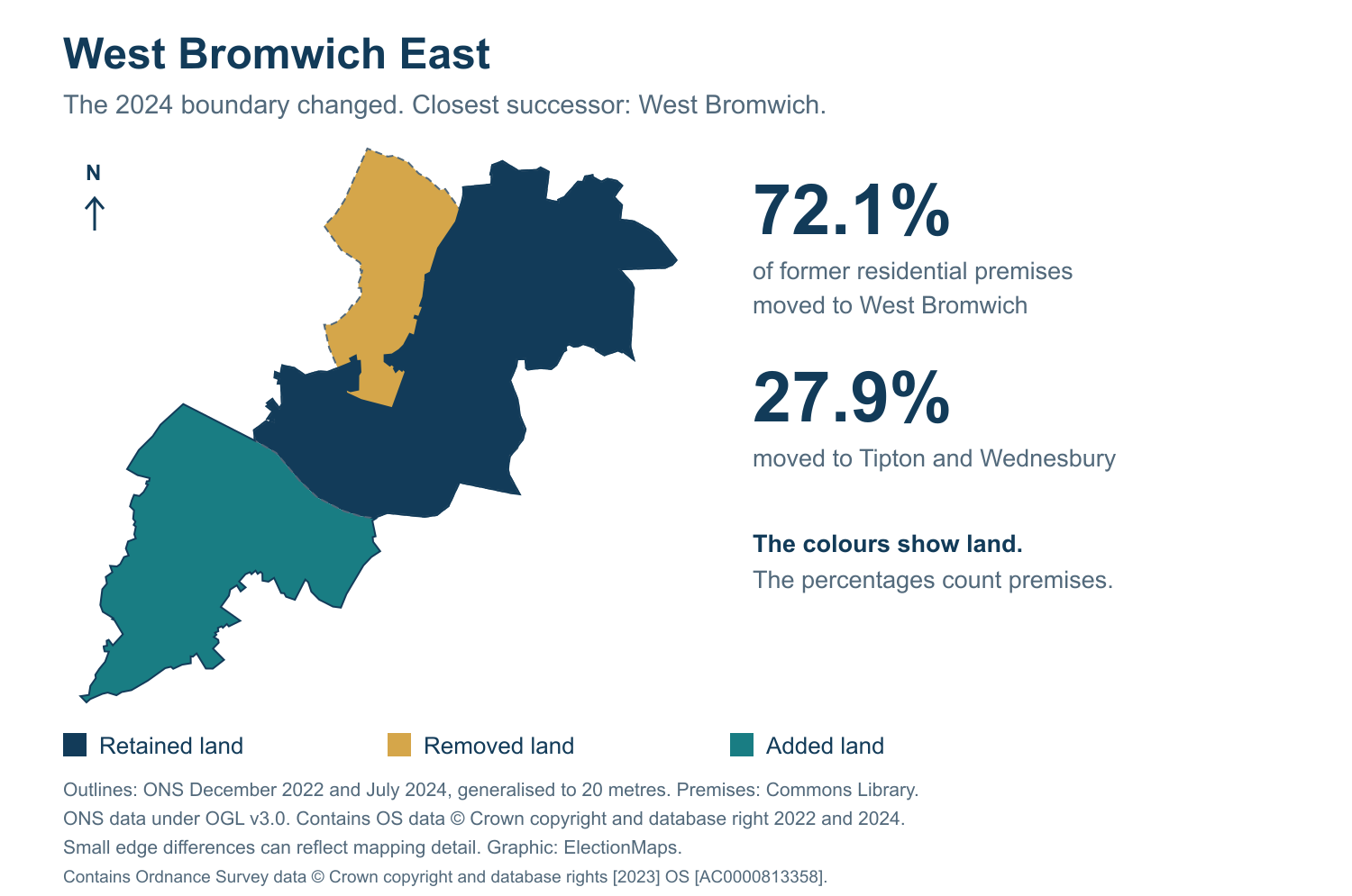West Bromwich East: 2019 and 2024 constituency boundary comparison with West Bromwich