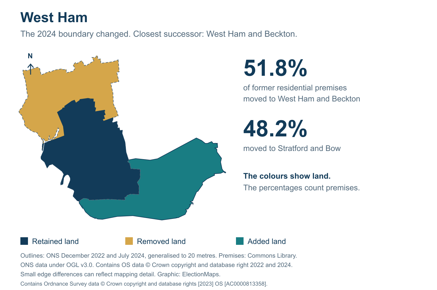West Ham: 2019 and 2024 constituency boundary comparison with West Ham and Beckton