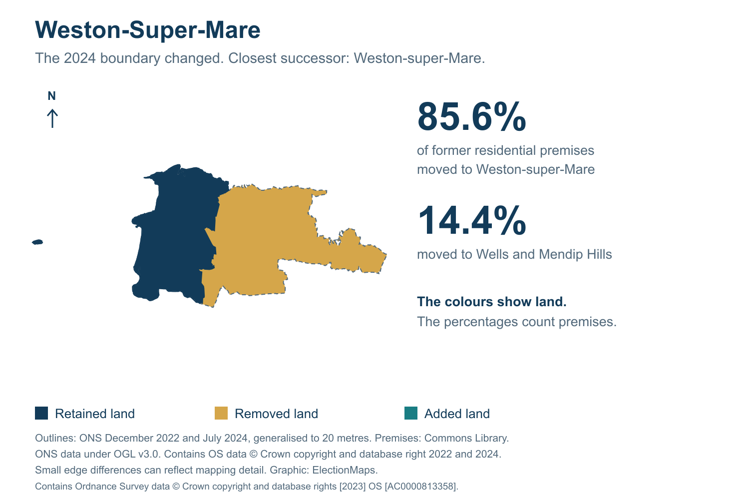 Weston-Super-Mare: 2019 and 2024 constituency boundary comparison with Weston-super-Mare