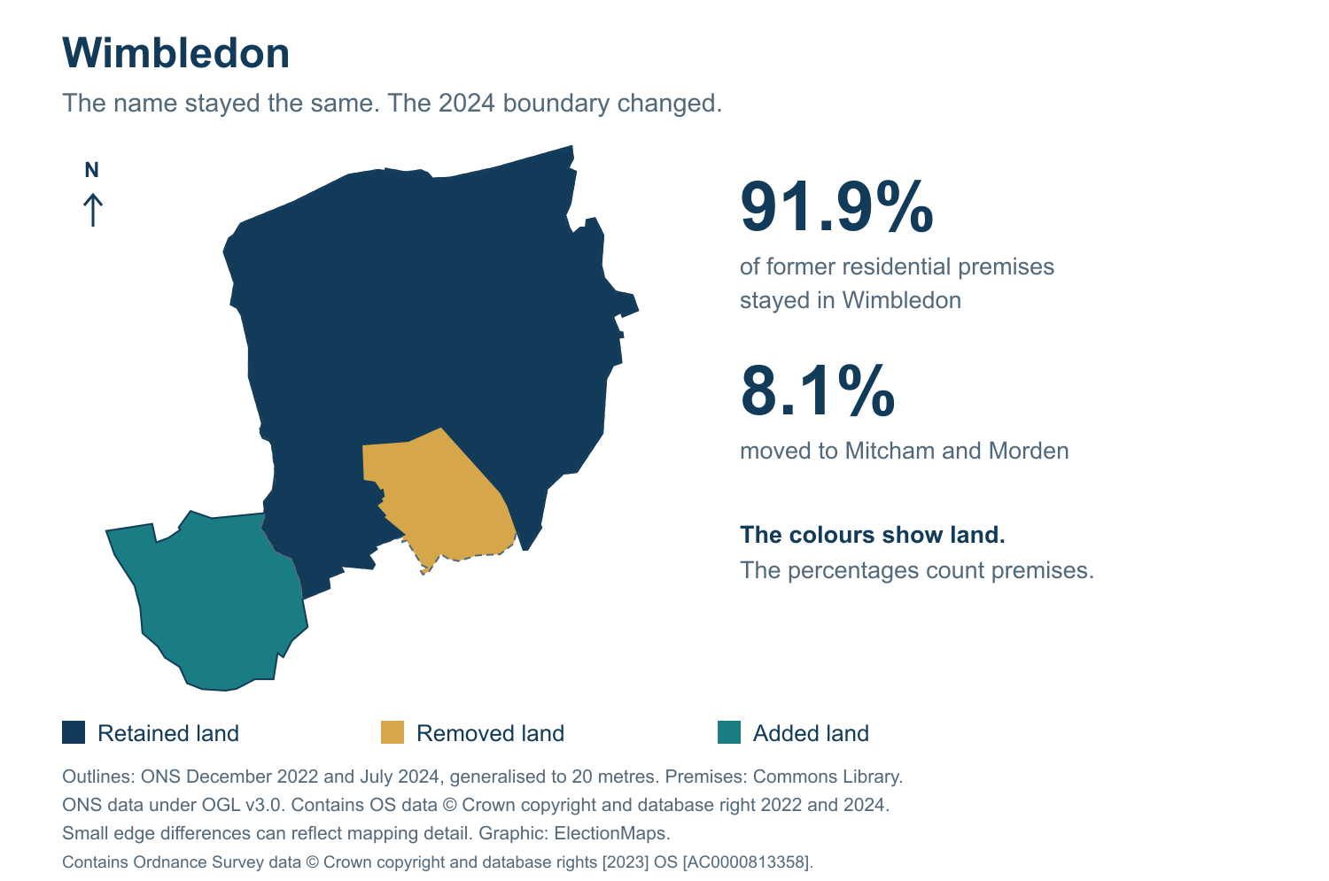 Wimbledon: 2019 and 2024 constituency boundary comparison with Wimbledon