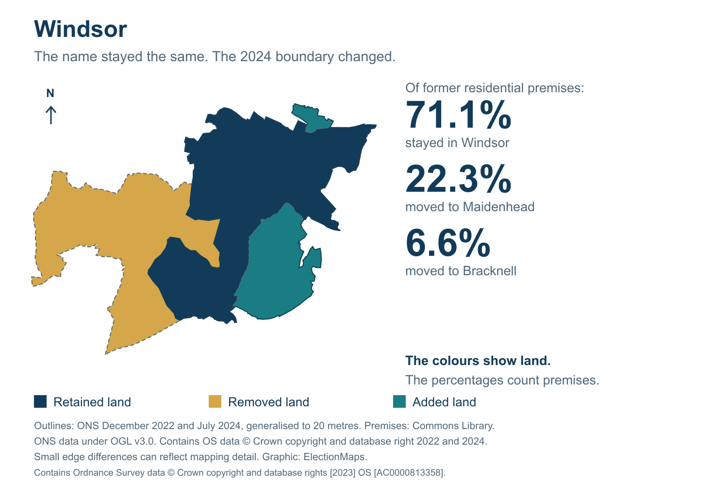 Windsor: 2019 and 2024 constituency boundary comparison with Windsor