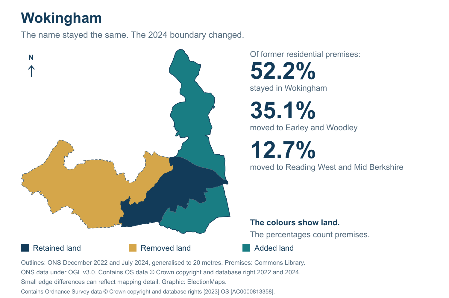 Wokingham: 2019 and 2024 constituency boundary comparison with Wokingham