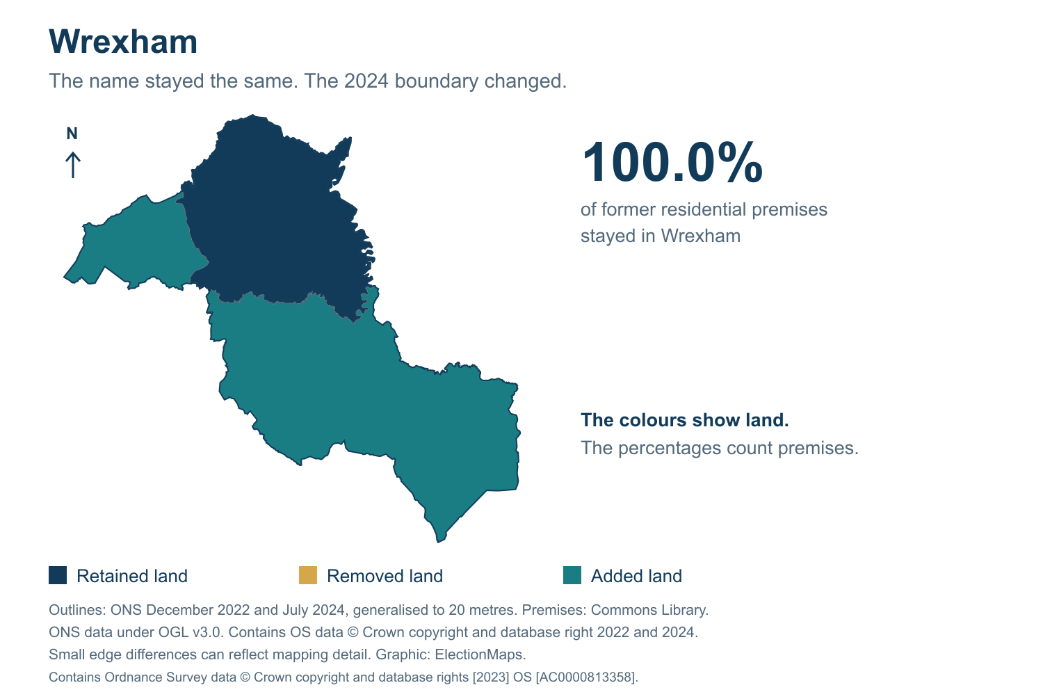 Wrexham: 2019 and 2024 constituency boundary comparison with Wrexham